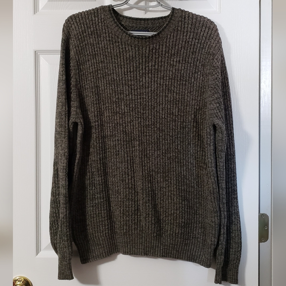Austin Clothing Co. Olive Green Crewneck Sweater Ribbed Knit